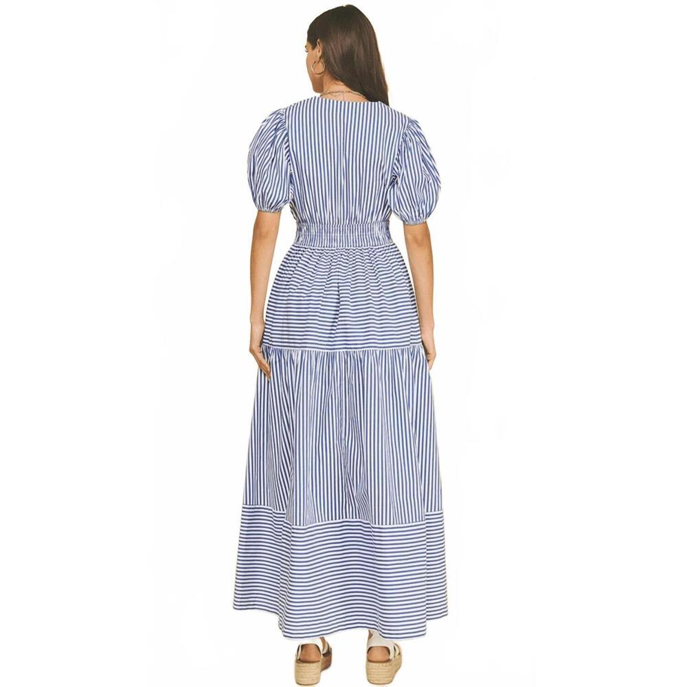 NEW PINCH striped tiered maxi dress in blue - Picture 2 of 4